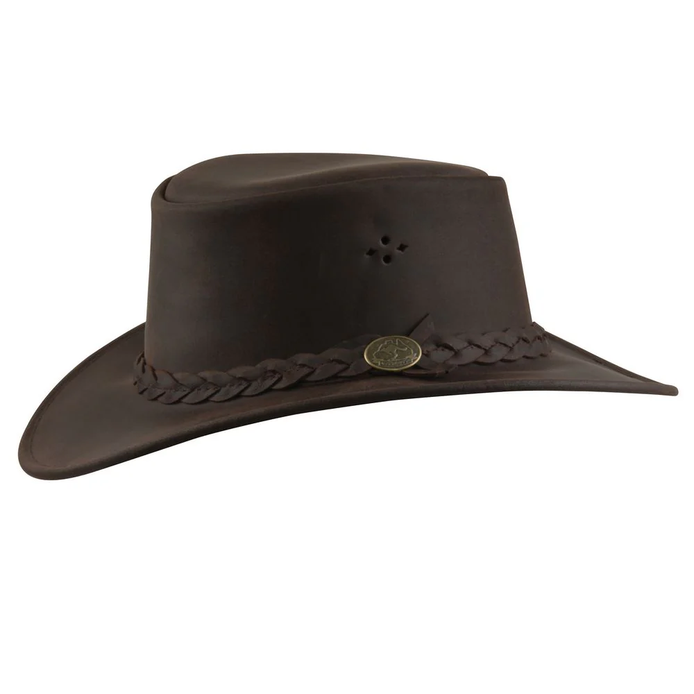 Aussie Bush Roo – Brown Squashable Kangaroo Leather Hat