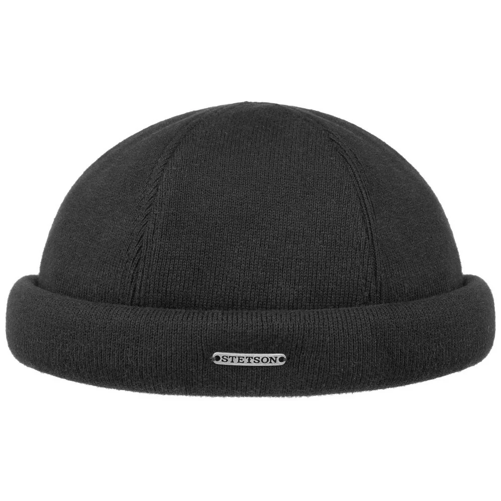 Stetson Black Docker-keps/mössa i stickad bomull