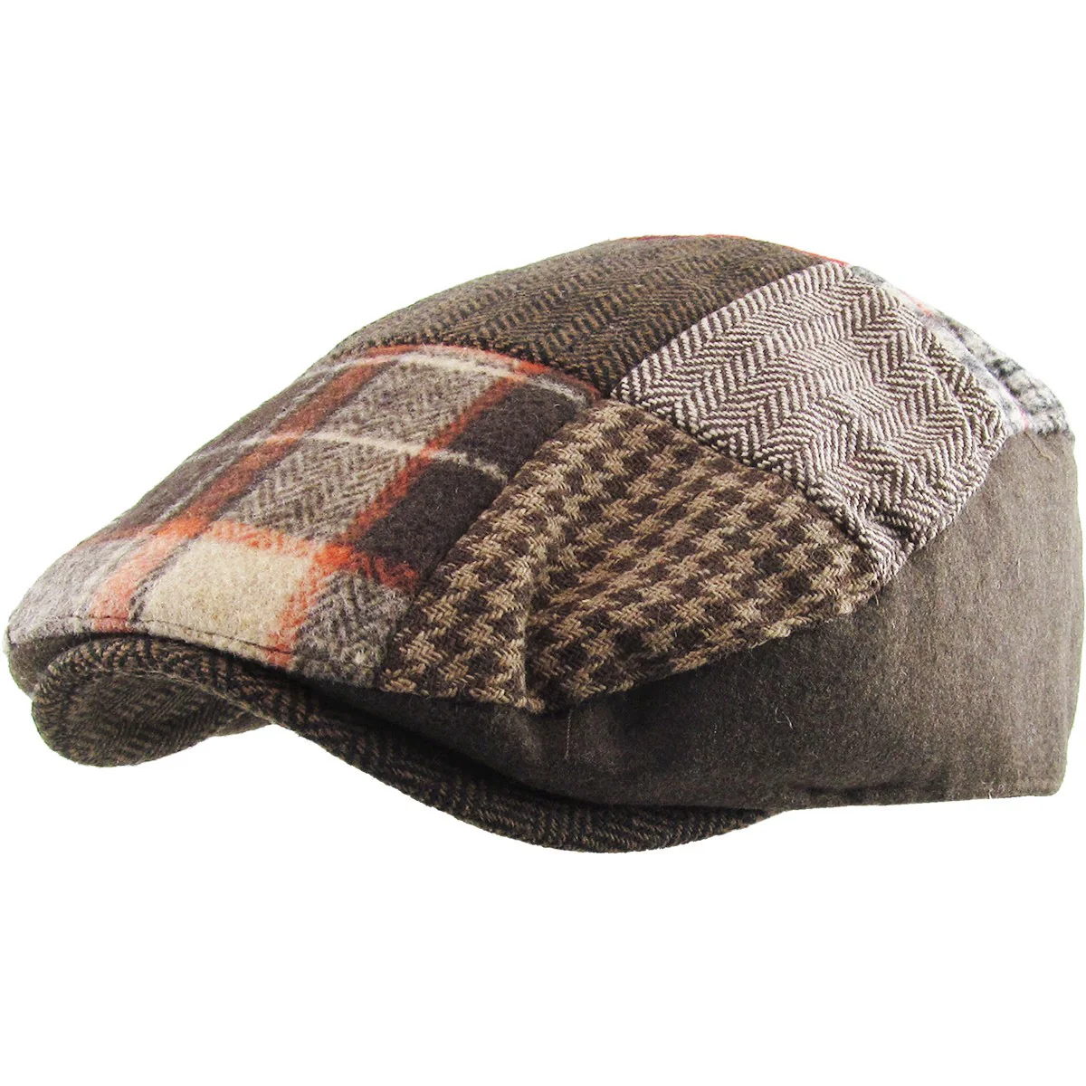 Ethos Patchwork Flat Cap Brun Pläd