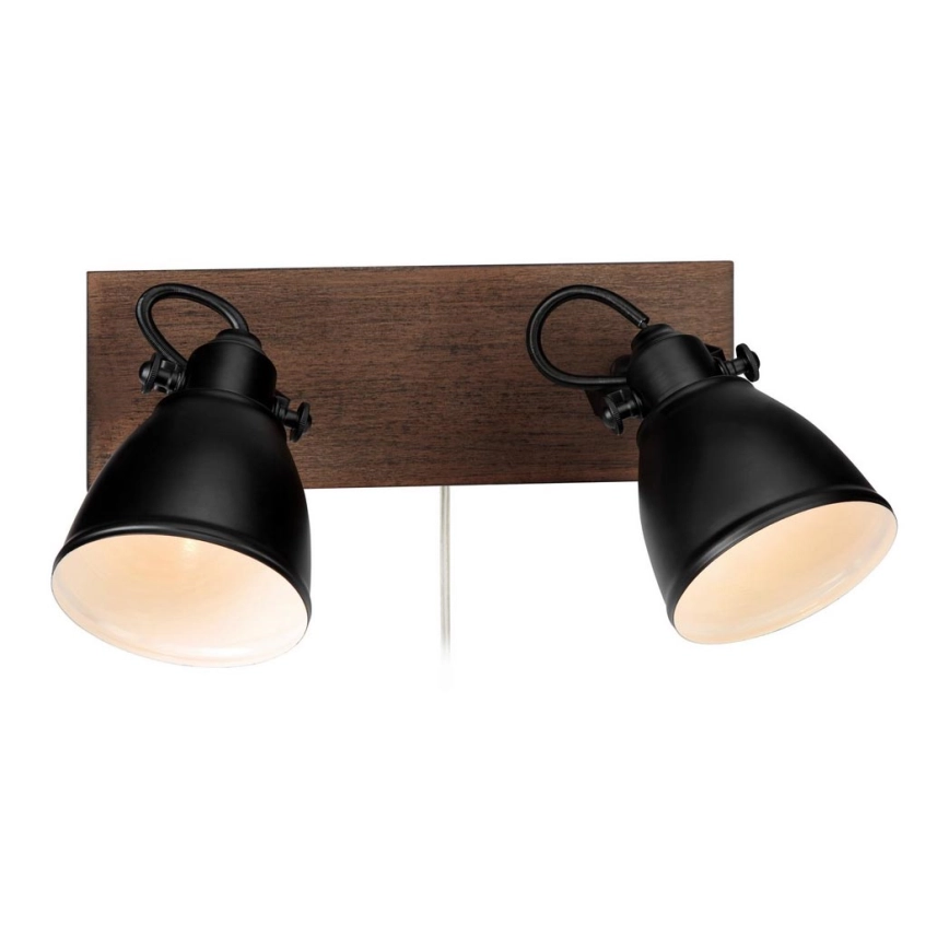 Markslöjd 108213 – Väggspotlight NATIVE 2xE14/18W/230V svart/brun
