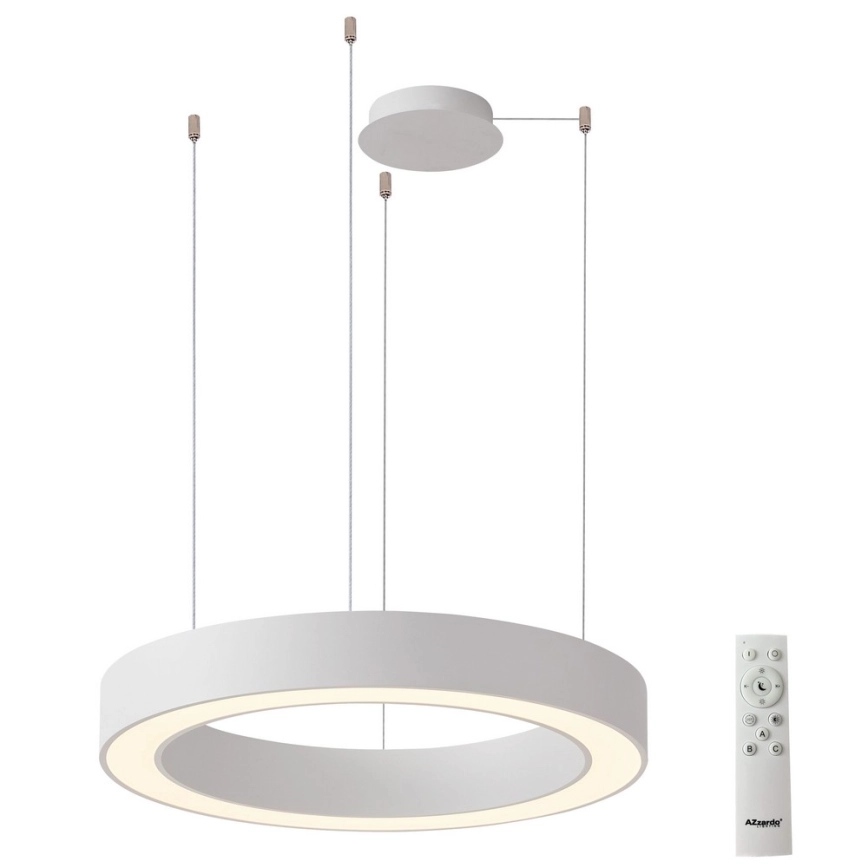 Azzardo AZ5046 – LED ljusreglerad ljuskrona på textilsladd MARCO LED/60W/230V vit + fjärrkontroll