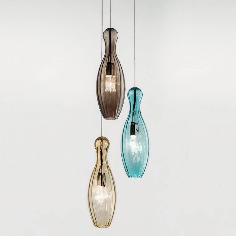 SIRU – Ljuskrona med textilsladd BIRILLO 3xE14/40W/230V brun/turkos/beige Venetiansk glas