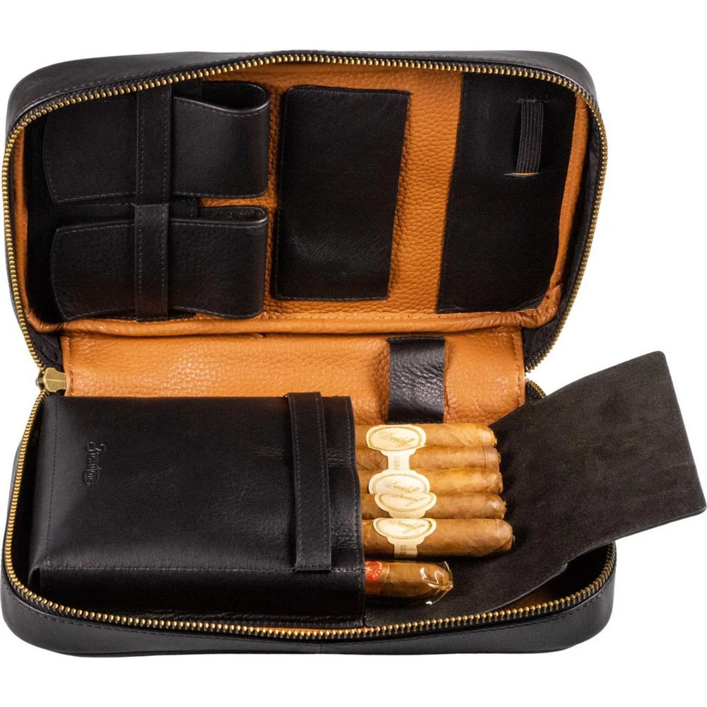 Passatore Cigar Humidor i läder för resor