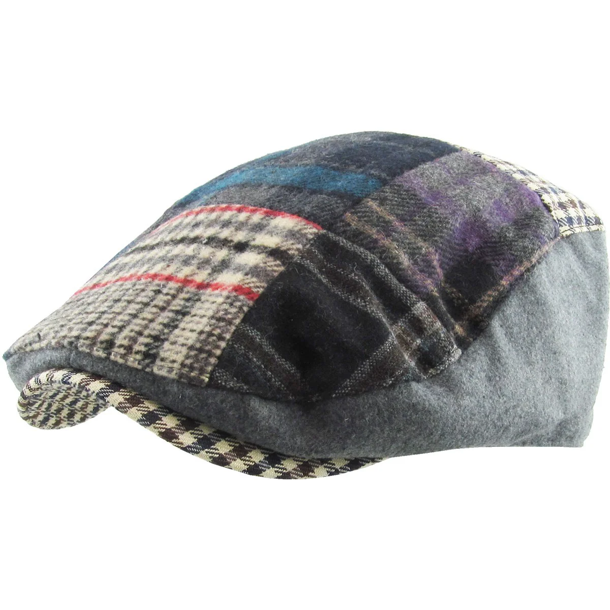 Ethos Patchwork Flat Cap Grå Pläd