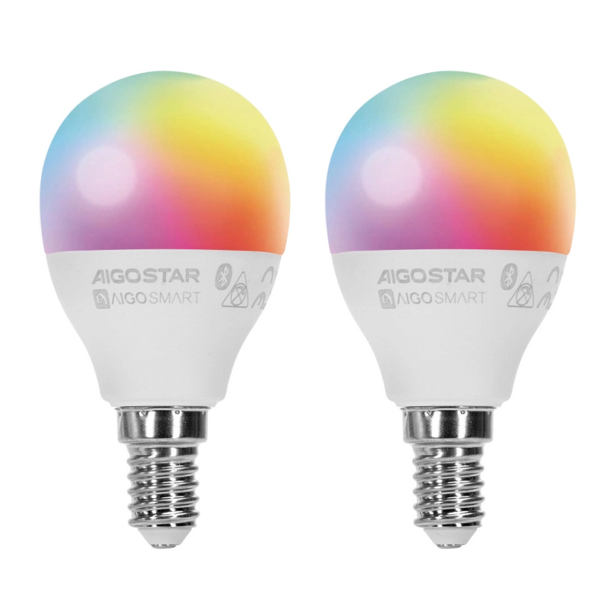 KIT 2x LED RGBW dimbar lampa MESH Smart G45 E14/6,5W/230V 2700-6500K – Aigostar