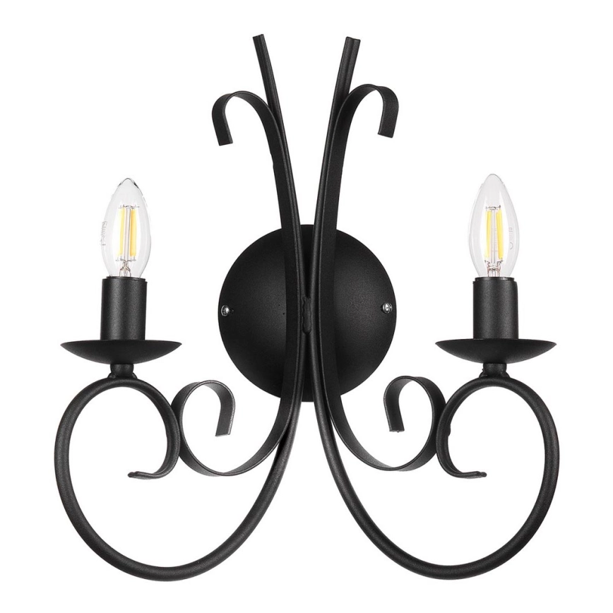 ONLI – Vägglampa POMPEI 2xE14/6W/230V svart