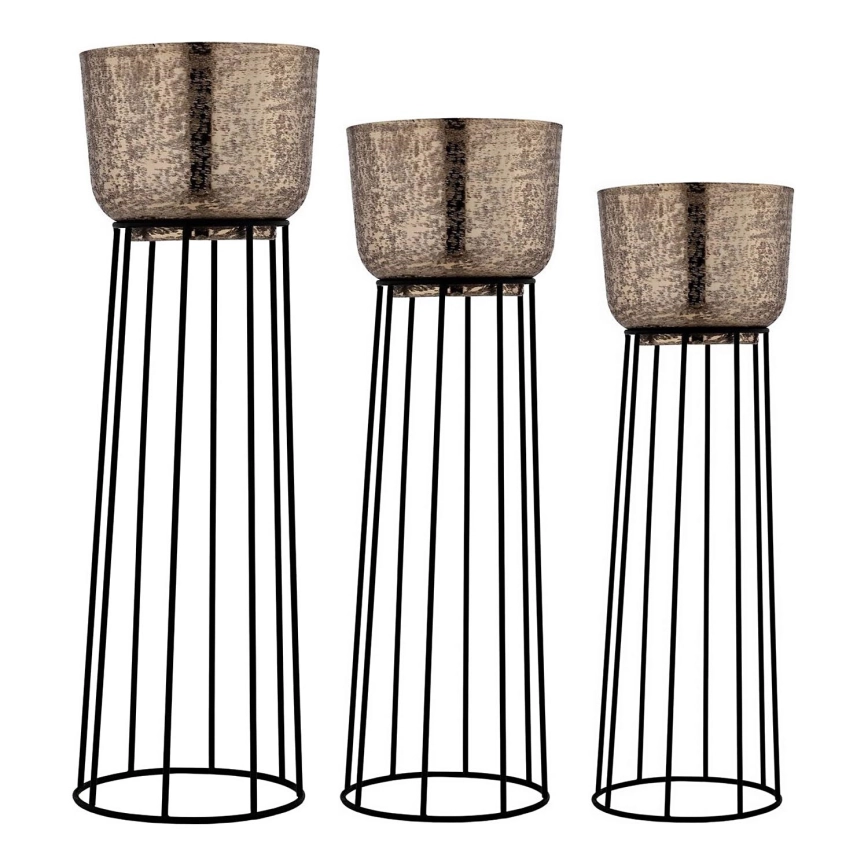 Eglo – KIT 3x Blomkruka av metall svart/guld