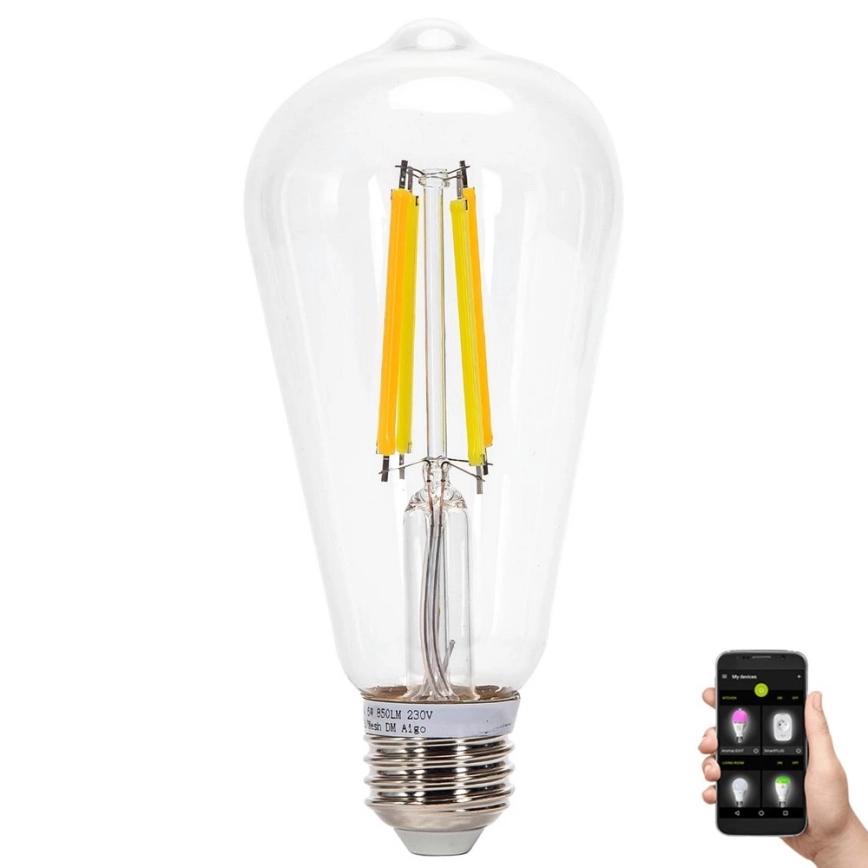 LED Ljusreglerad glödlampa FILAMENT MESH Smart ST64 E27/6W/230V 2700-6500K – Aigostar
