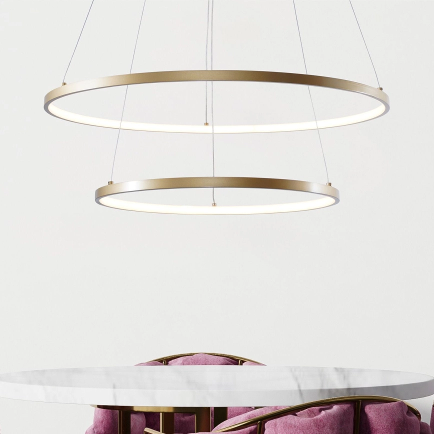 Zuma Line – LED ljuskrona med textilsladd LED/60W/230V 3000/4000/6000K diameter 80 cm guld