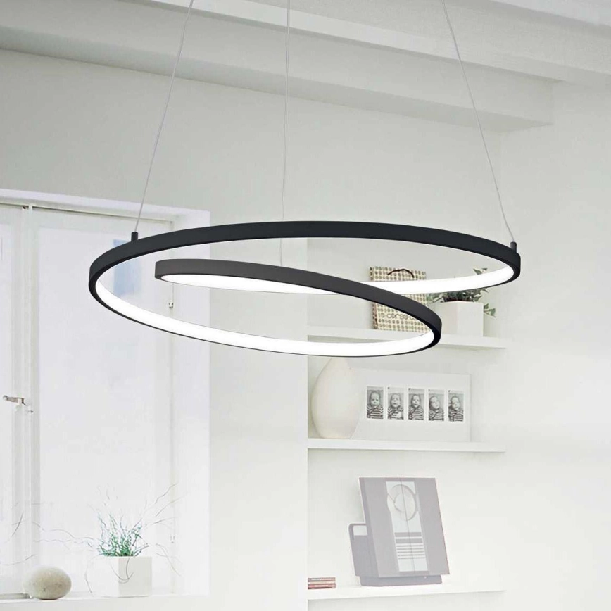 Ideal Lux – LED ljuskrona med textilsladd OZ LED/52W/230V diameter 80 cm CRI 90 svart