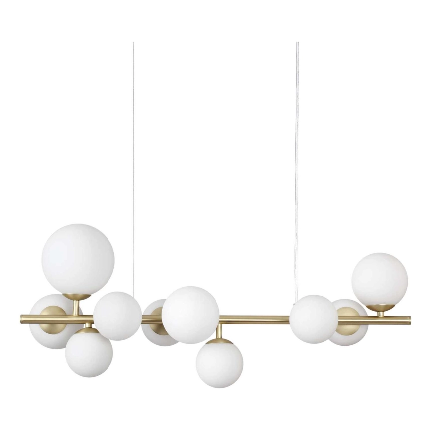 Ideal Lux – LED ljuskrona med textilsladd PERLAGE 10xG9/3W/230V 81 cm guld/vit