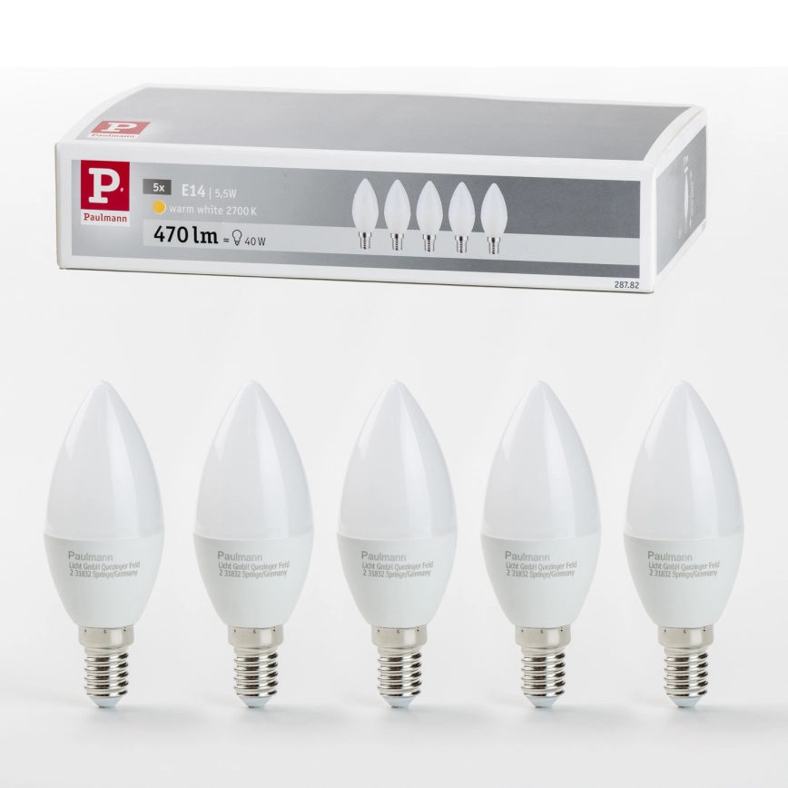 KIT 5x LED glödlampa E14/5,5W/230V 2700K – Paulmann 28782