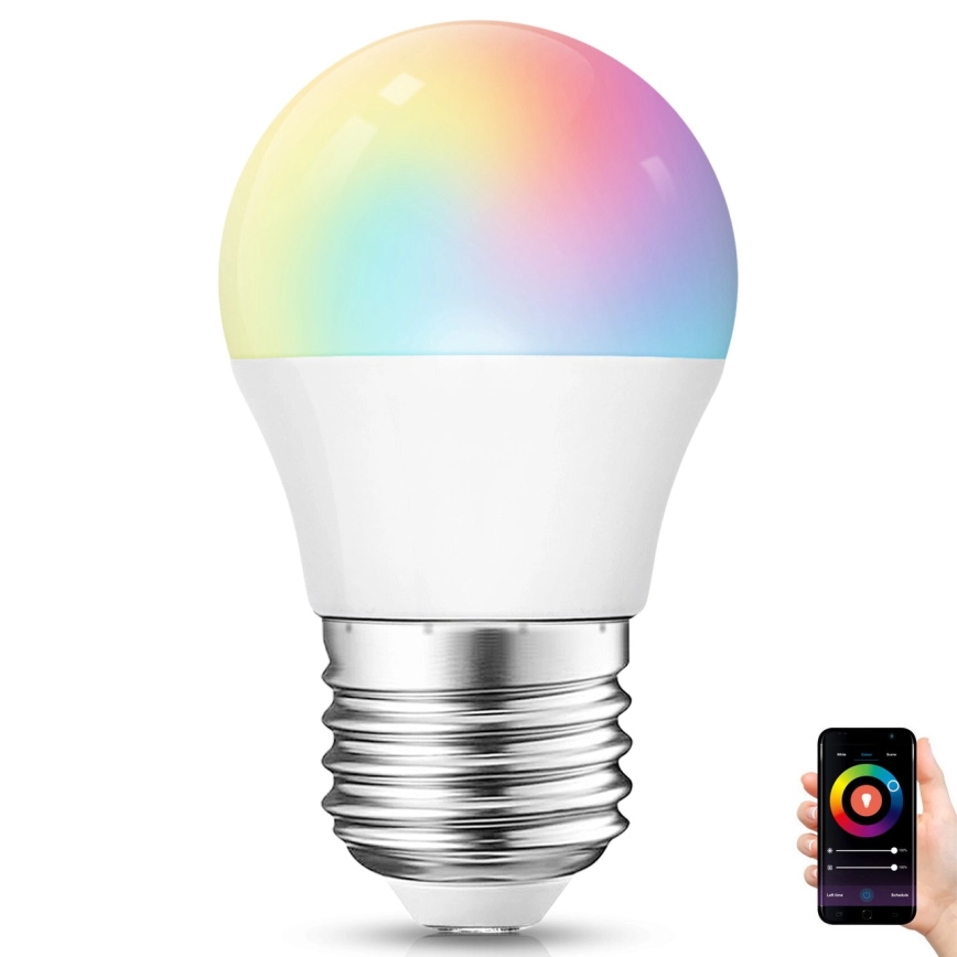 LED RGBW dimbar lampa G45 E27/6,5W/230V 2700-6500K Wi-Fi – Aigostar