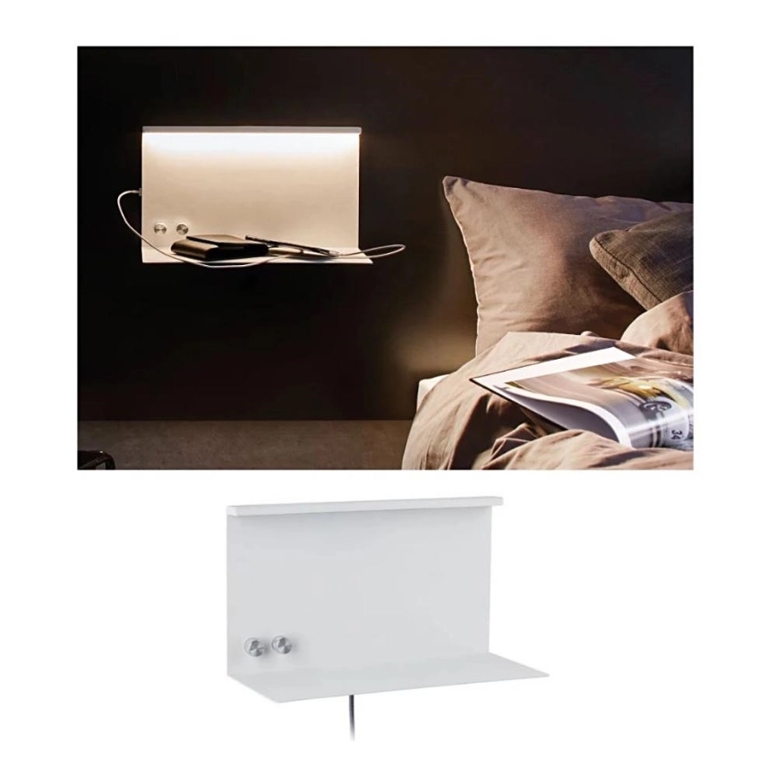 Paulmann 78919 – LED/4,5W Ljusreglerad belysning med hylla och USB + LED/1,6W 230V