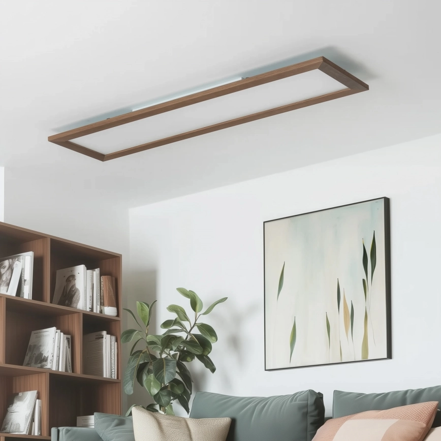 Eglo – LED RGBW dimbar ytmonterad panel SALOBRENA-C WOOD LED/34W/230V 2700-6500K 34×124 cm mörkbrun + fjärrkontroll