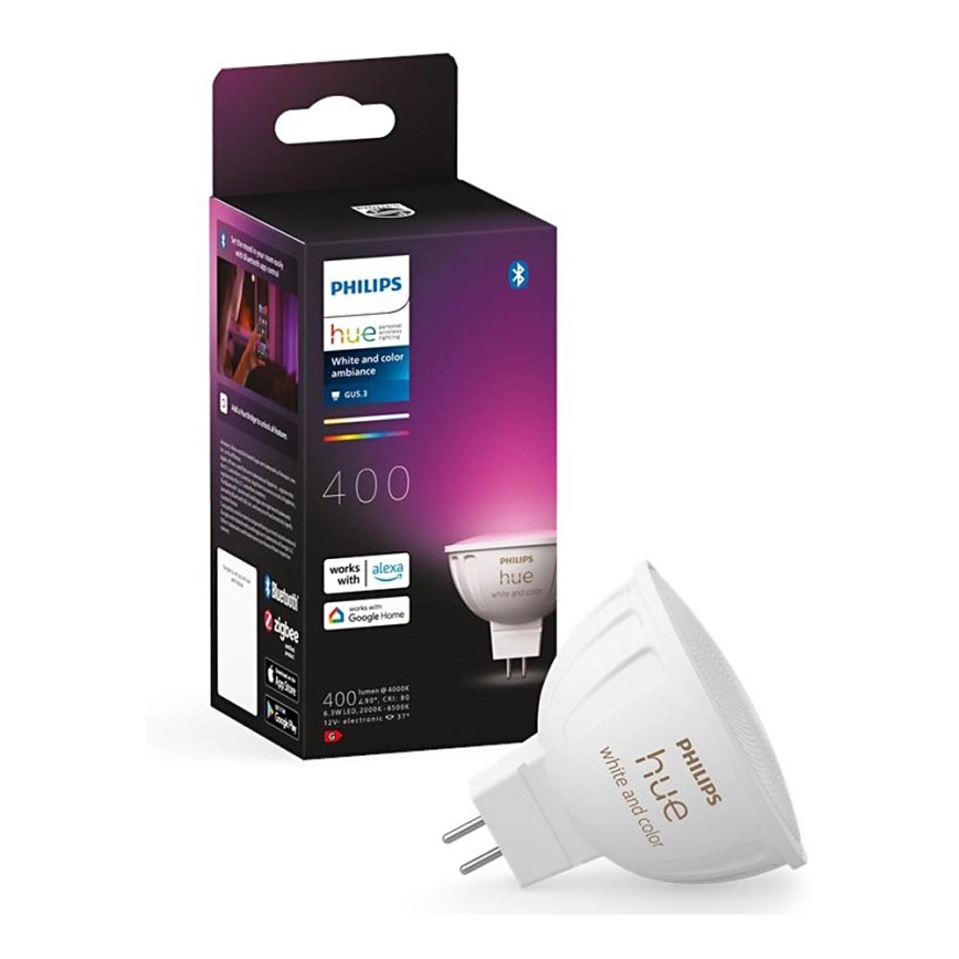 LED RGBW Dimbar lampa Philips Hue White And Color Ambiance GU5,3/MR16/6,3W/12V 2000-6500K