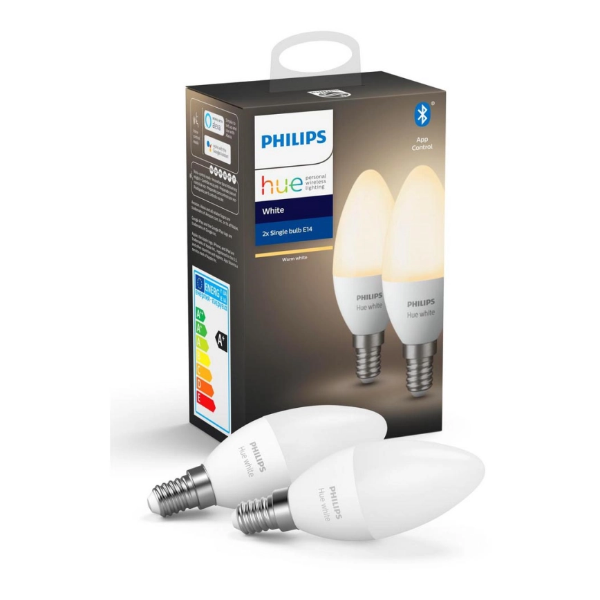 PAKET 2x Dimbar LED-lampa Philips Hue Vit E14/5,5W/230V 2700K