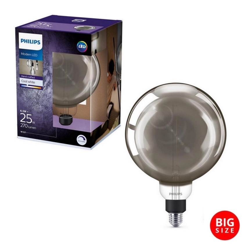 Dimbar LED-lampa SMOKY VINTAGE Philips G200 E27/6,5W/230V 4000K