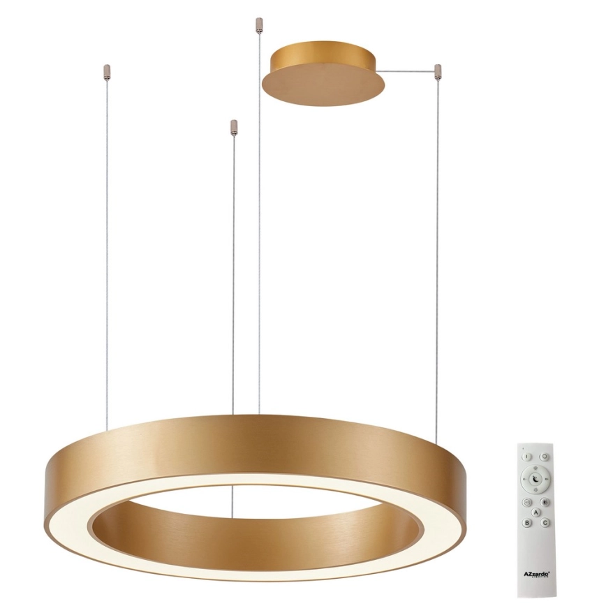 Azzardo AZ5045 – LED ljusreglerad ljuskrona på textilsladd MARCO LED/50W/230V guld + fjärrkontroll