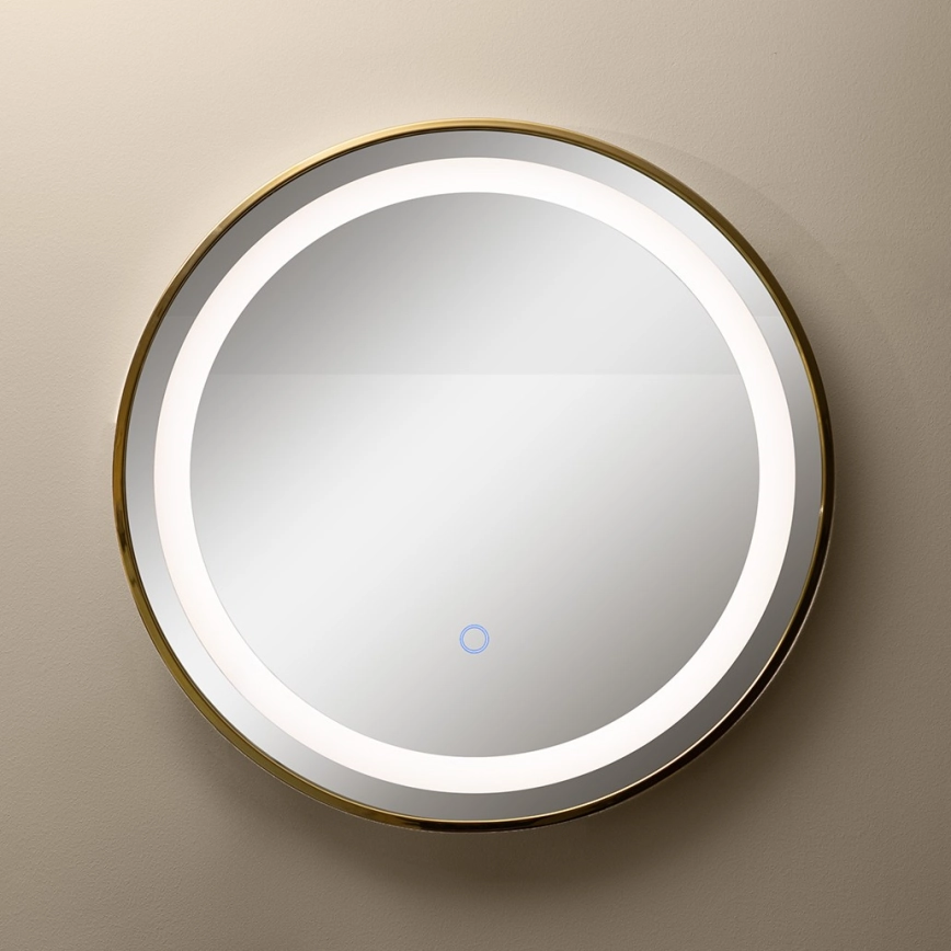 Zuma Line – LED Badrum vägg spegel med bakbelysning LED/24W/230V 3000/4000/6000K diameter 60 cm IP44 guld