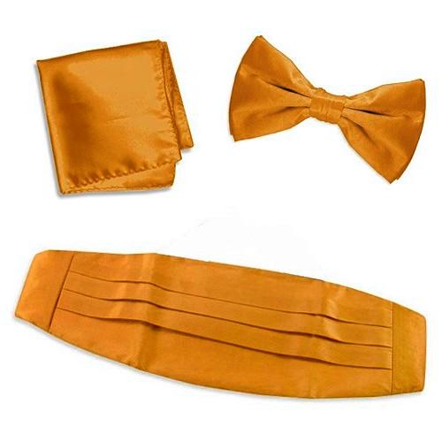 Cummerbund Set med fjäril och fickruta – Satin – Golden