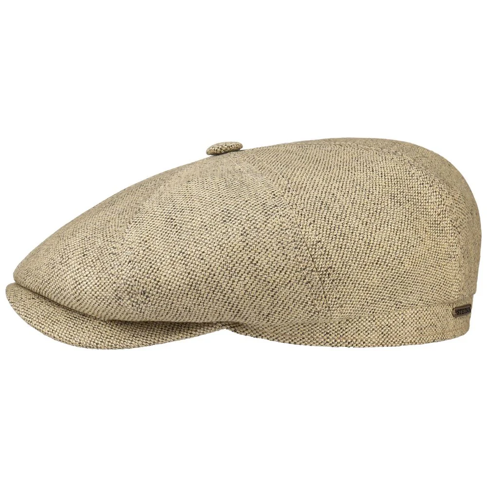Stetson Hatteras Beigebrun Linen Sixpence Flat Cap