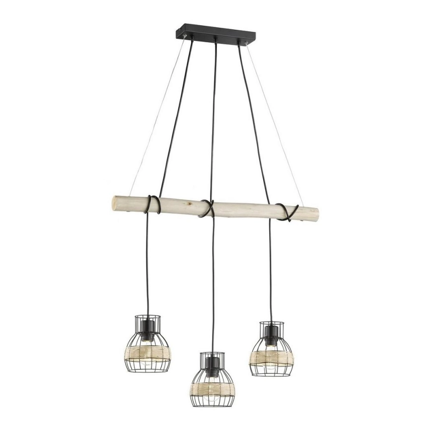 Fischer & Honsel 60798 – Ljuskrona med upphängningsrem STRAW 3xE27/40W/230V