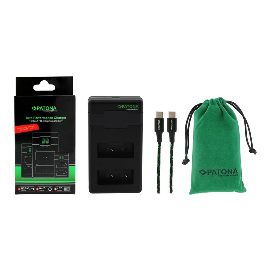 PATONA – Snabbladdare Dual Fuji NP-W126 + USB-C-kabel 0,6 m