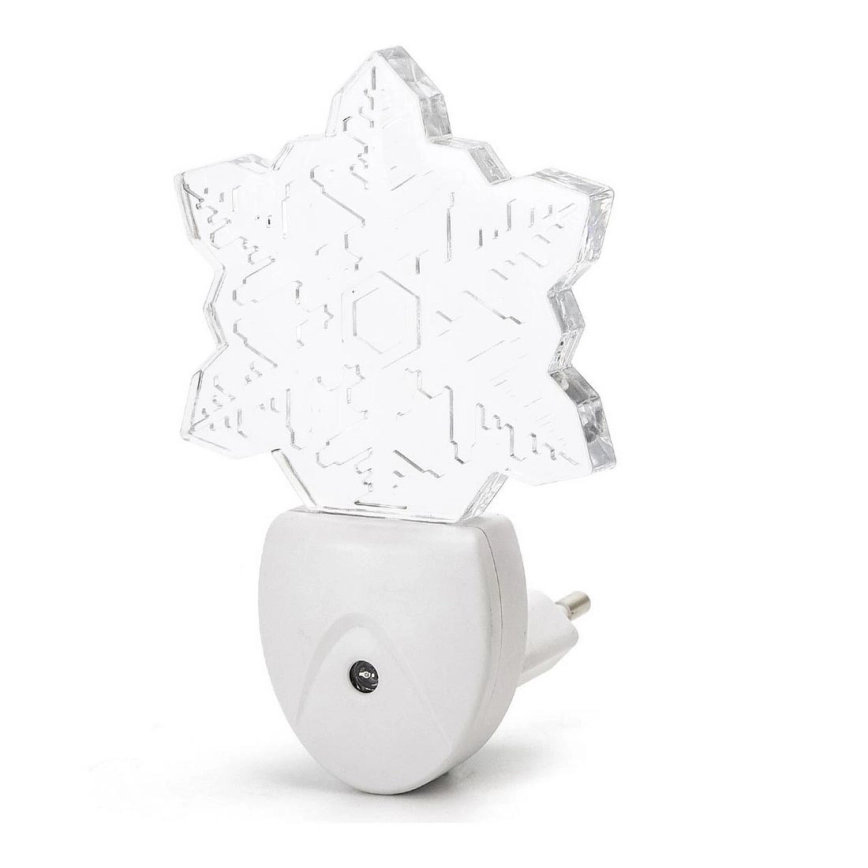 Aigostar – LED RGB nattlampa med skymningssensor LED/0,5W/230V snöflinga