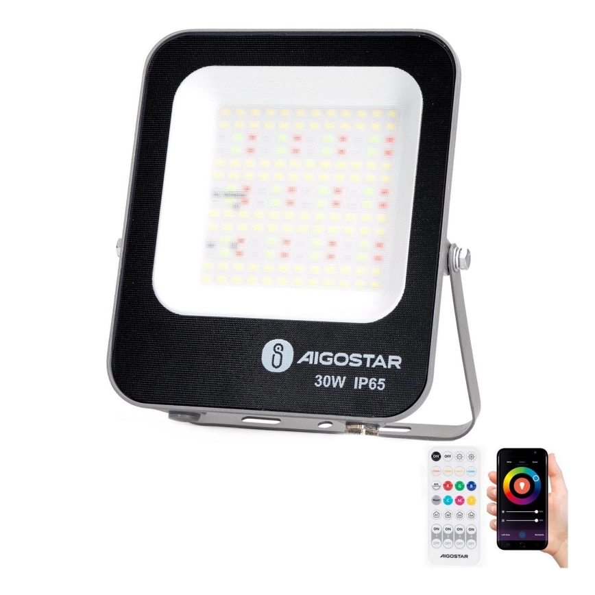 Aigostar – LED RGBW Dimbar strålkastare MESH Smart LED/30W/230V 6500K IP65 + fjärrkontroll