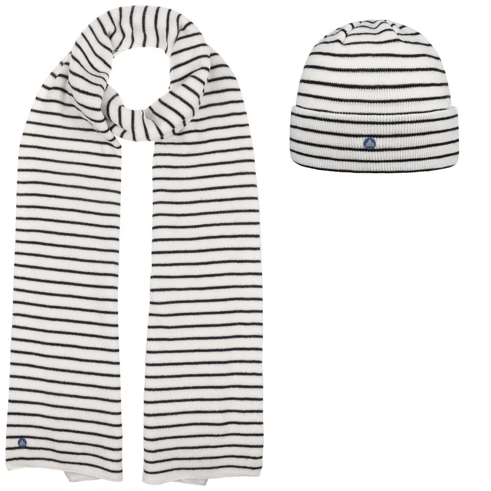 Hammaburg Blue & White Striped Beanie Hue & Scarf