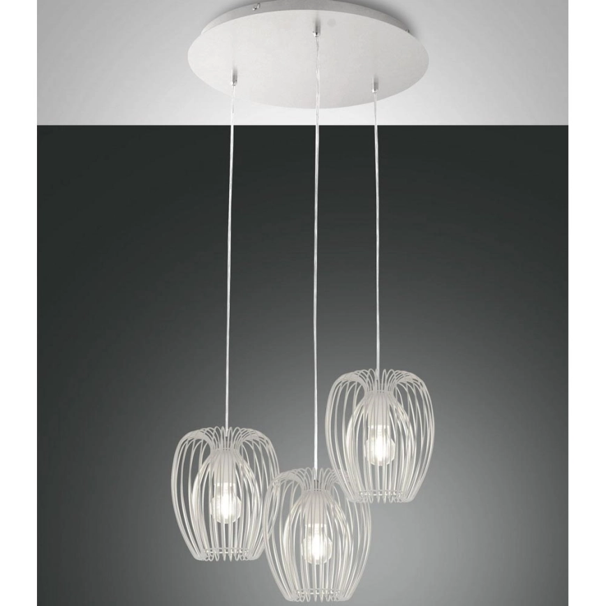 Fabas Luce 3677-47-102 – Ljuskrona med upphängningsrem CAMP 3xE27/40W/230V vit