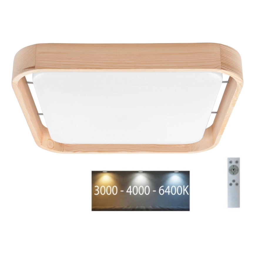 Brilagi – LED dimbar taklampa MANAROLA CUBIC LED/24W/230V 45×45 cm 3000-6500K furu + fjärrkontroll