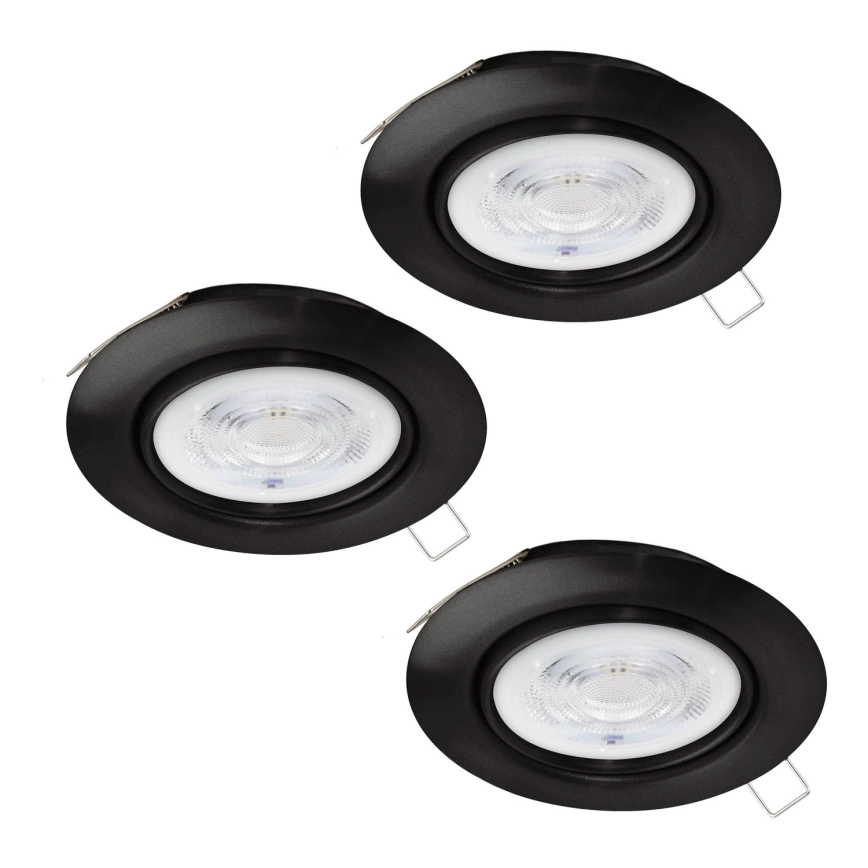 Eglo – KIT 3xLED Badrum infälld lampa 1xGU10/4W/230V IP44 svart