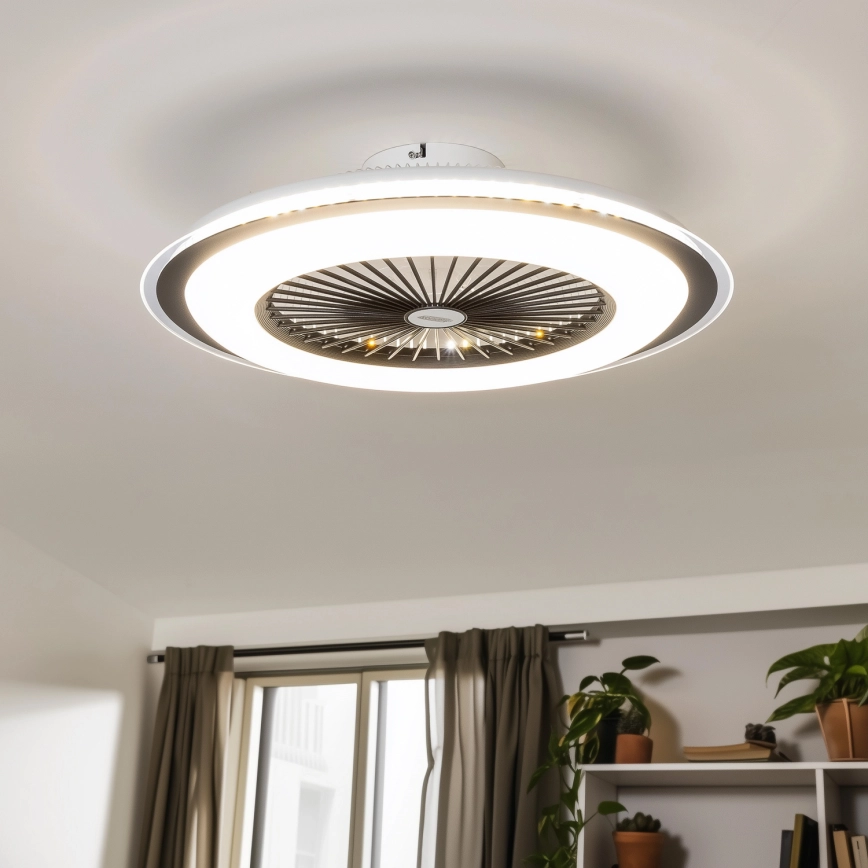 Brilagi – LED dimbar taklampa med fläkt RONDA LED/48W/230V 3000-6000K svart + fjärrkontroll