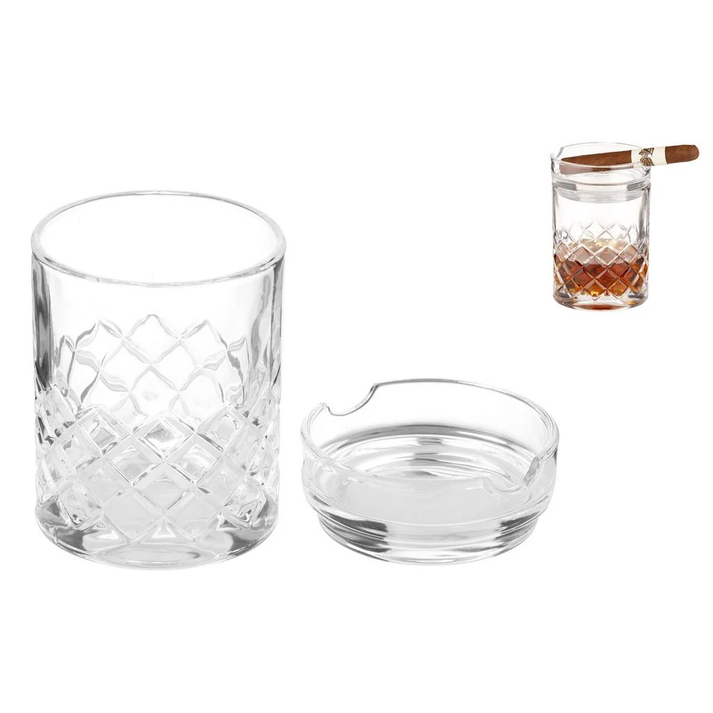 Angelo Cigar Ash Beaker + Whisky Glass Combo