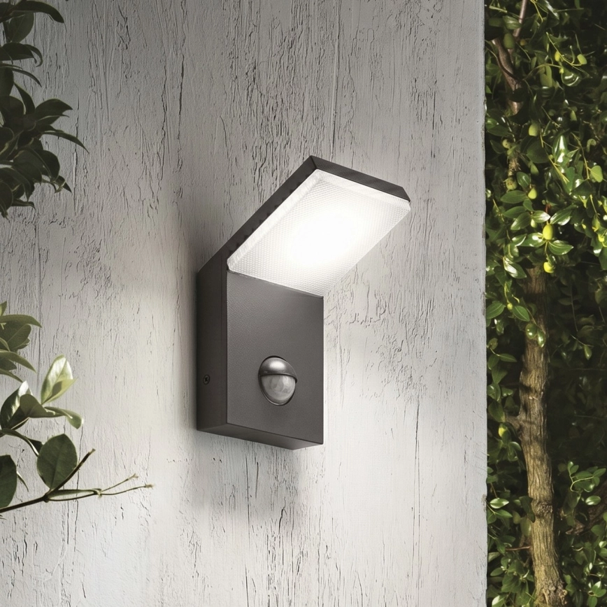 Ideal Lux – Utomhusarmatur med sensor STYLE LED/9W/230V 4000K CRI 90 IP54 antracit
