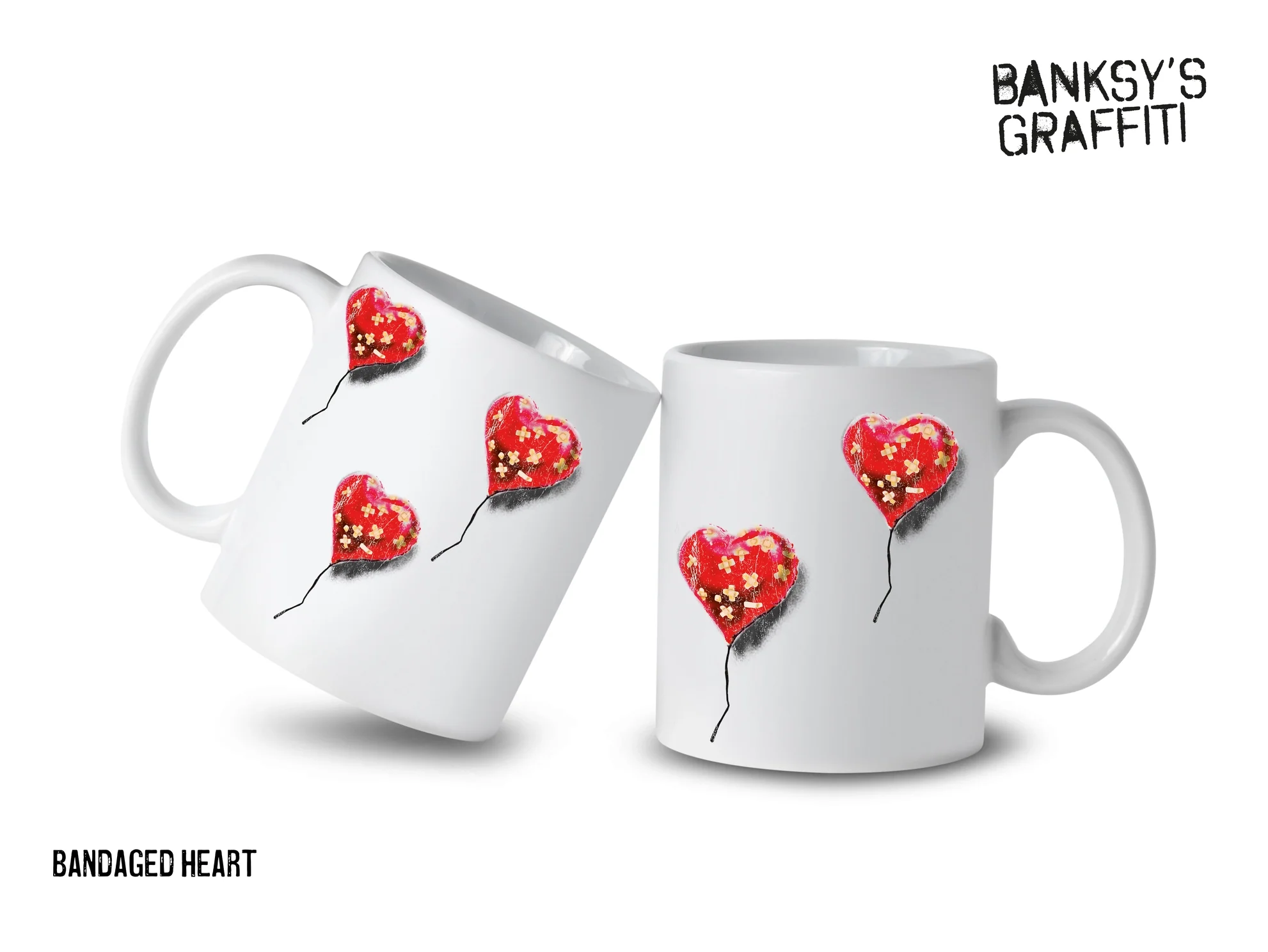 Banksy Keramisk Mugg 325ml – Bandaget hjärta