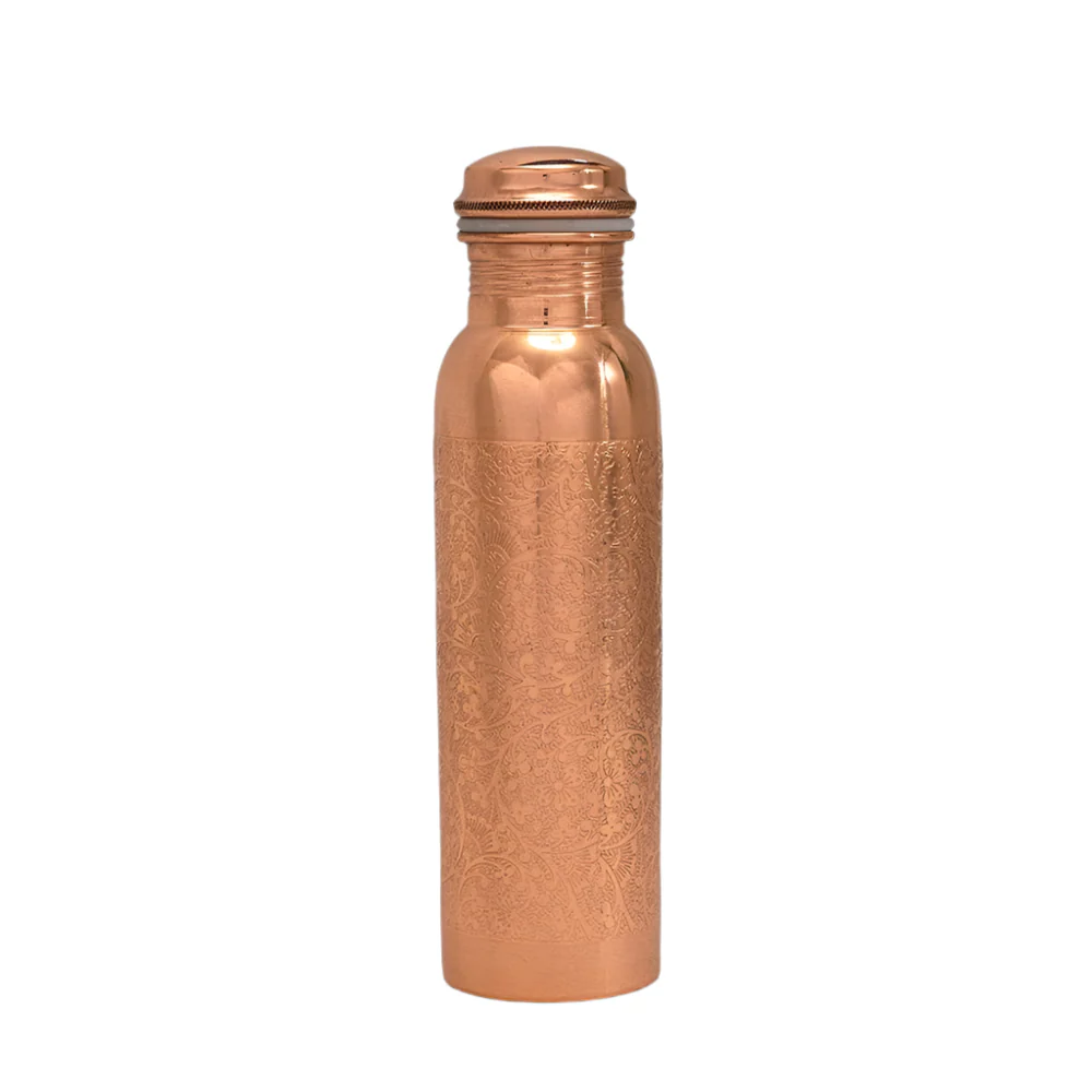Ren koppar vattenflaska Blommönster – 1 liter