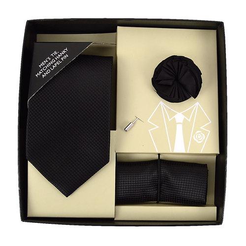Slips + Hankie & Reversflower Set – Black Cross