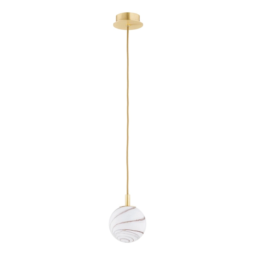 Argon 8450 – Ljuskrona med textilsladd ALMIROS 1xE14/7W/230V diameter 12 cm alabaster guld