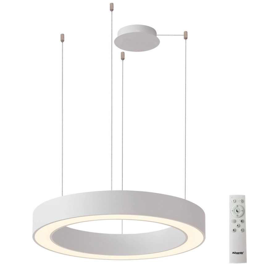 Azzardo AZ5049 – LED ljusreglerad ljuskrona på textilsladd MARCO LED/80W/230V vit + fjärrkontroll