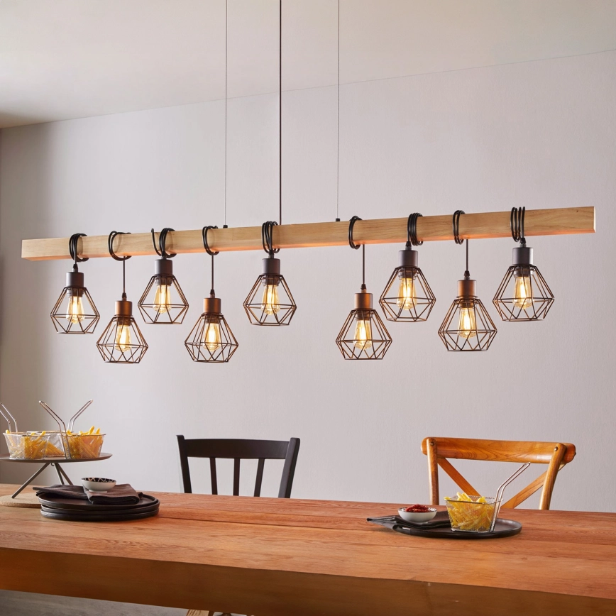 Eglo – Ljuskrona med vajerupphängning TOWNSHEND 9xE27/60W/230V