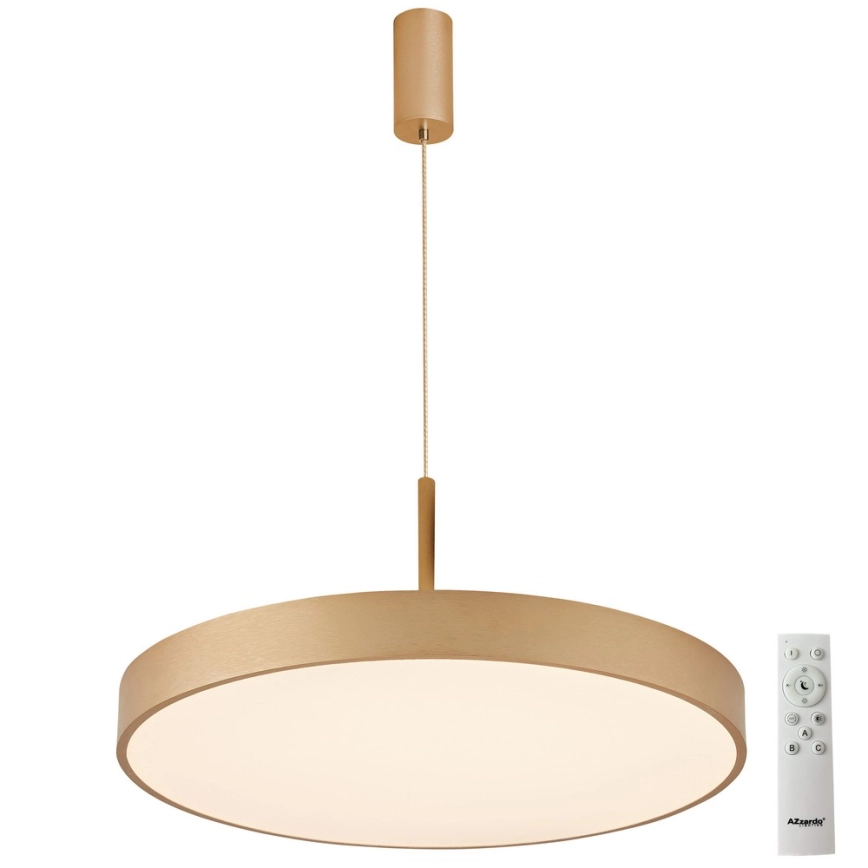 Azzardo AZ5089 – LED ljusreglerad ljuskrona på textilsladd MARCELLO LED/30W/230V guld + fjärrkontroll