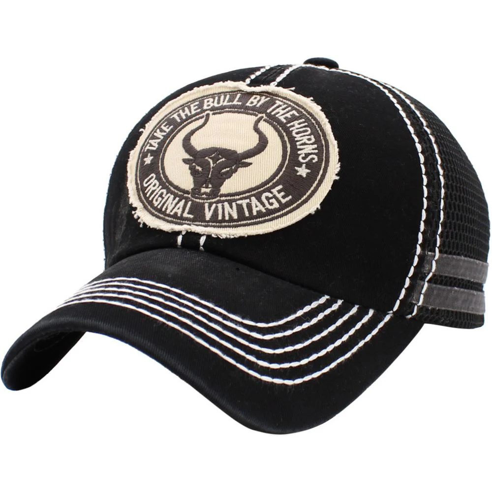 LONGHORN BULL VINTAGE BALLCAP – Svart