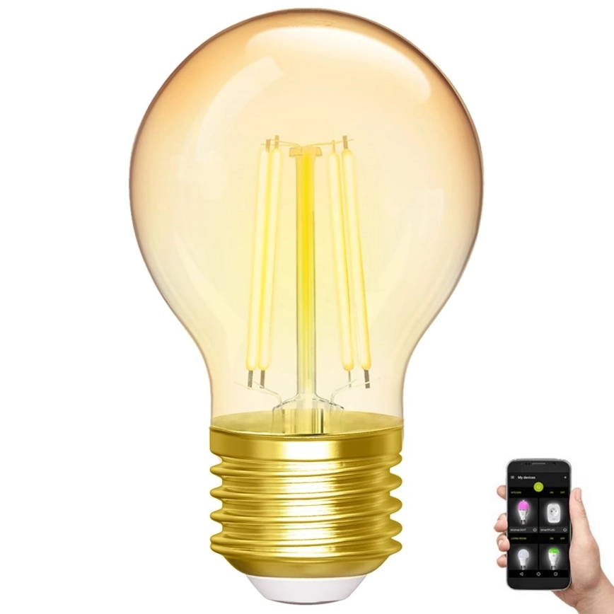 LED Ljusreglerad glödlampa FILAMENT G45 E27/4,5W/230V 2700-6500K Wi-Fi – Aigostar