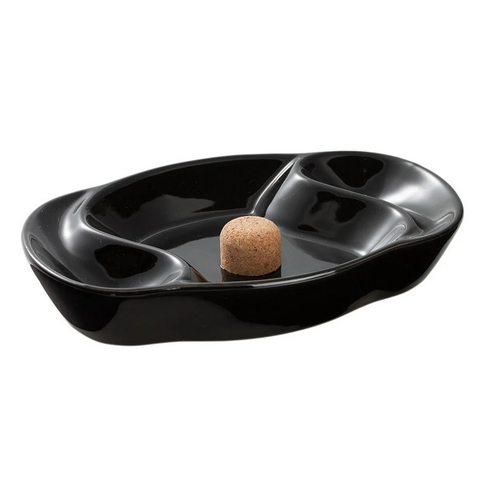 Pipe Ashfray för 2 rör Oval Black Ceramics