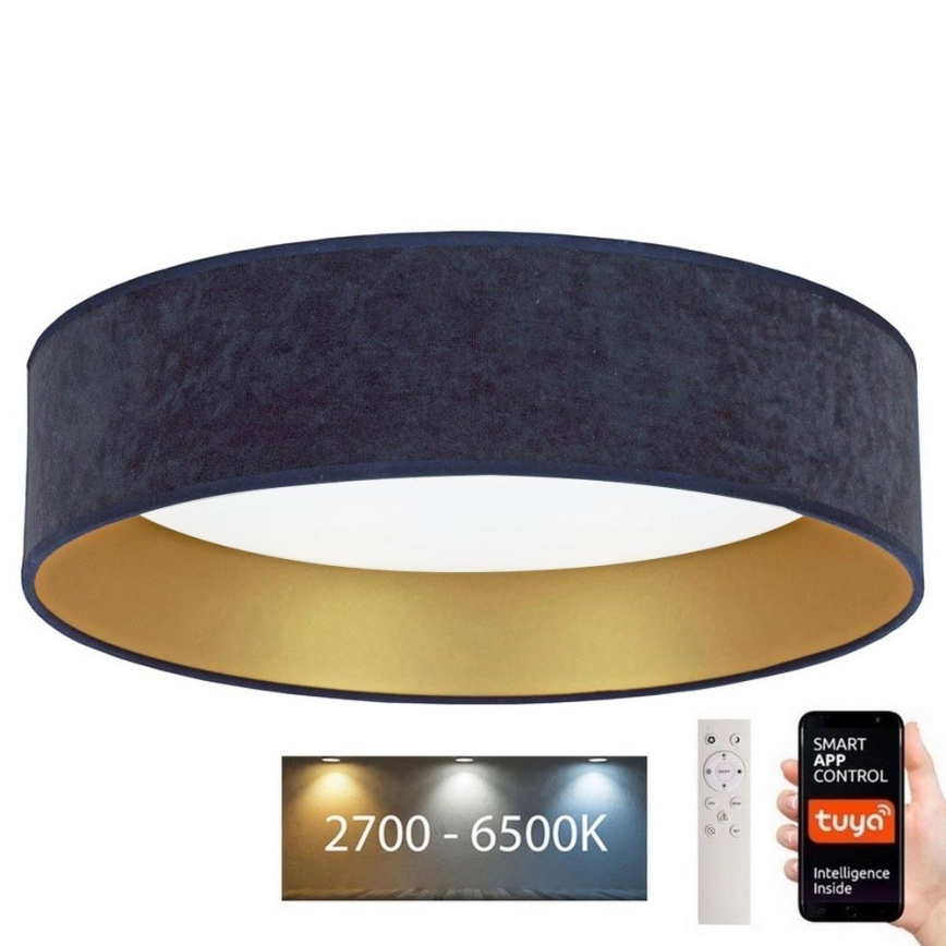 Brilagi – LED dimbar taklampa VELVET SMART LED/36W/230V Ø 55 cm 2700-6500K Wi-Fi Tuya blå/guld + fjärrkontroll