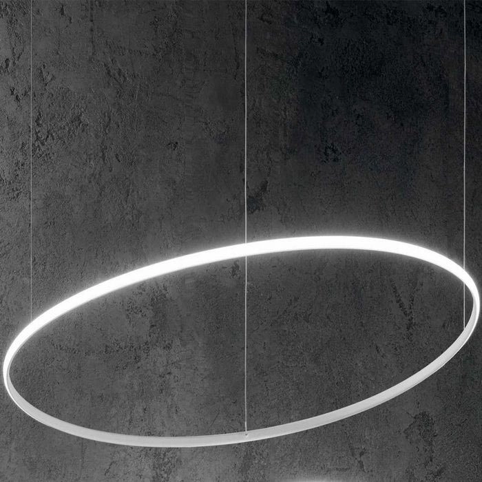 Ideal Lux – LED ljuskrona med textilsladd HULAHOOP LED/46W/230V 3000K diameter 100 cm CRI 90 vit