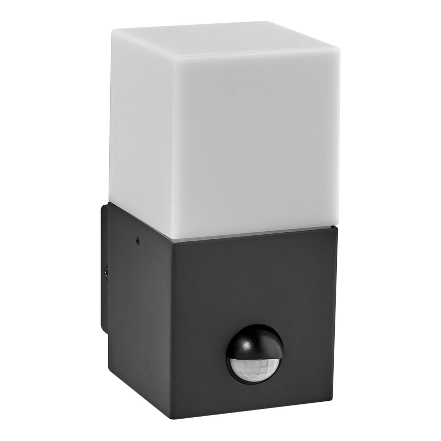 Ledvance – Utomhus vägglampa med sensor FIGO SQUARE 1xE27/20W/230V